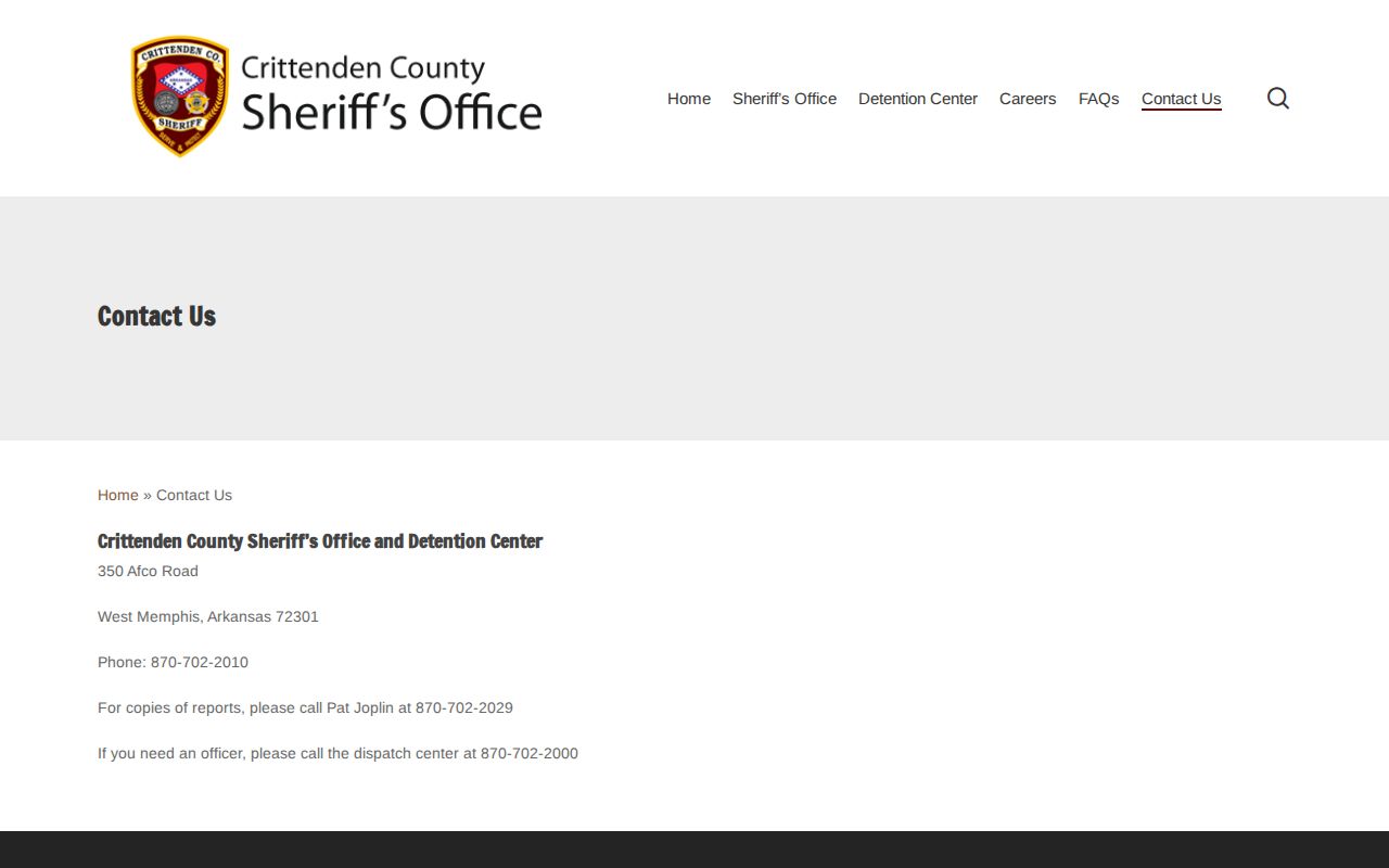 Crittenden County warrant lookup sheriff contact