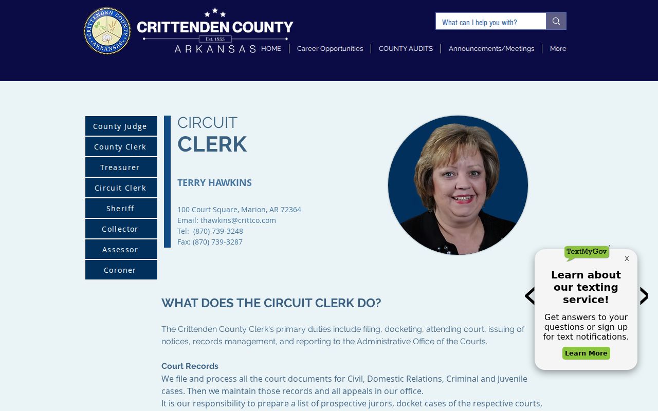 Crittenden County bench warrant Circuit Clerk